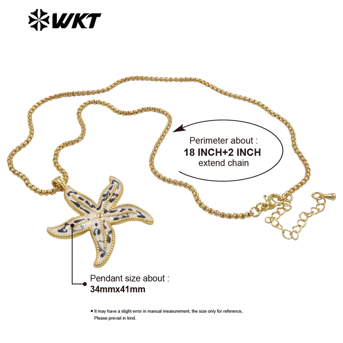 WT-JFN67 Sunmmer Trendy Gold Chain With Drop Oil Starfish Shape Pendant Necklaces For Women Seaside Vacation Wearing Jewelry