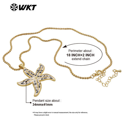 WT-JFN67 Sunmmer Trendy Gold Chain With Drop Oil Starfish Shape Pendant Necklaces For Women Seaside Vacation Wearing Jewelry