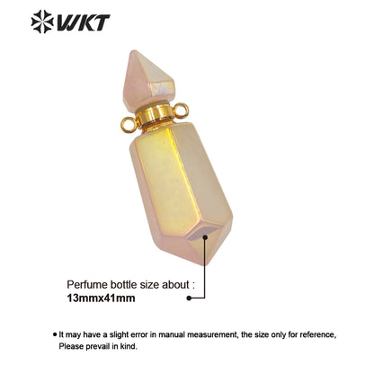 WT-P1650 Amazing Double Point pink Aura Stone Perfume Bottle Pendant Long Spirit Quartz Stone Necklace Pendant for Girl Friend