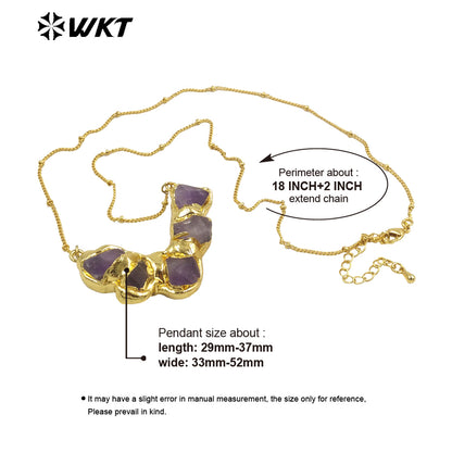 WT-N1424 Gorgeous Natural Yellow Citrine & Amethyst Necklace Vintage Boho Beads Necklace Casual Long Statement Necklace