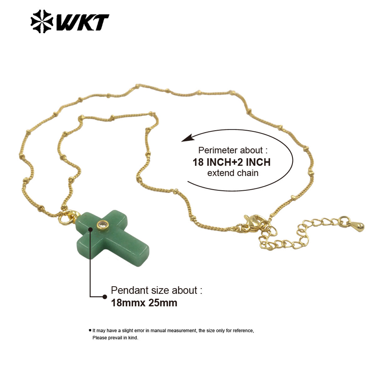 WT-N1533 Popular Sale Gold Chain With Colorful Natural Gemstones Cross Shape Charms Necklaces As Women Daily Wearing Jewelry