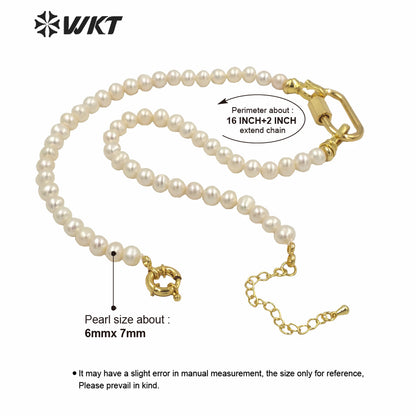WT-JN134 WKT Amazing Design 6mm Pearl Choker Necklace With Clasp Gorgeous Fashion Wedding Pearl Necklace As Gift