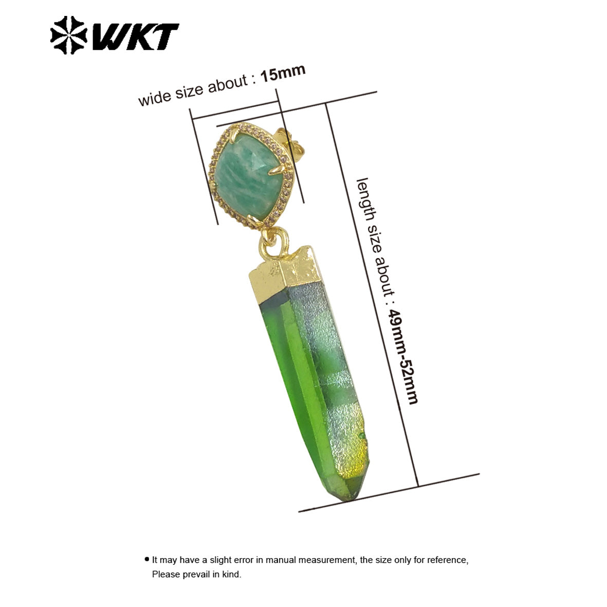 WT-E774 Explosive Models Small Zircon Round Aura Quartz and Gemstone 18K Gold Plated Long Earrings for Women As Anniversary Gift