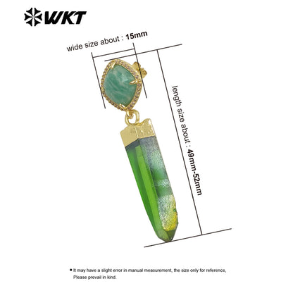 WT-E774 Explosive Models Small Zircon Round Aura Quartz and Gemstone 18K Gold Plated Long Earrings for Women As Anniversary Gift