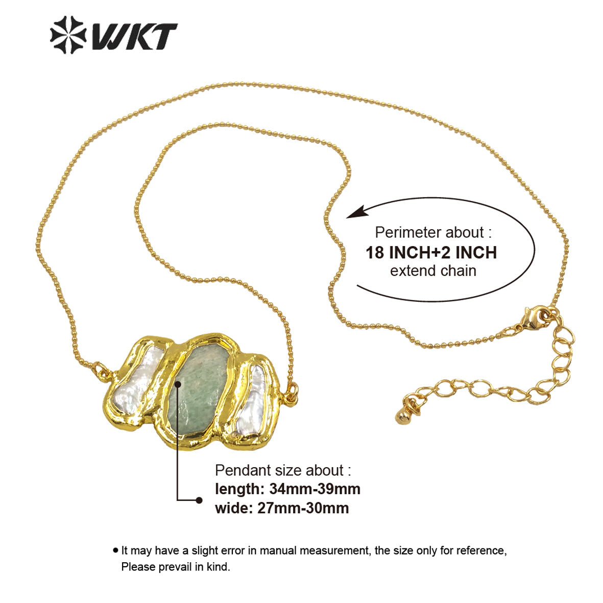 WT-JN136 Wholesale New Triple Stone Statement Necklace 18 Inch Long Gold Pearl and Stone Mix Birthday Gift Women Necklace