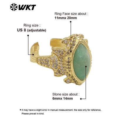 WT-MR034 Special Eye Shape Gemstone Multi Color Can Be Choose Amethyst Lapics Stone Ring for Banquet Party Fine ACC