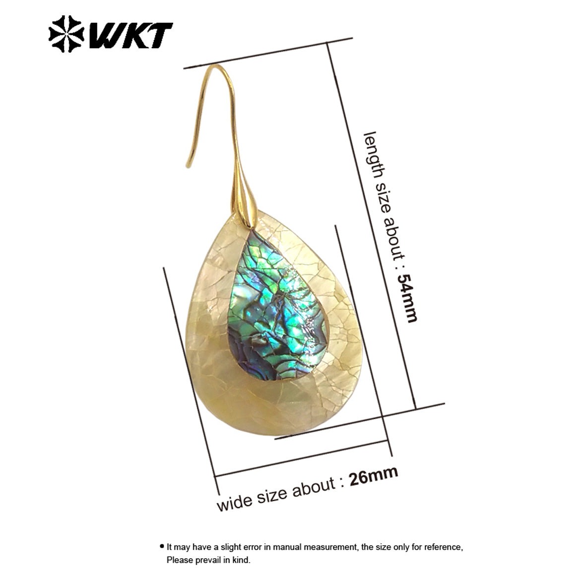 WT-MPE155 Wholesale Special Design Fashion Natural Drop Shell Earrings With Gold Color Plated Waterdrop Shape for Women