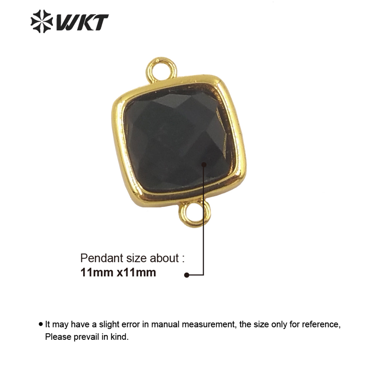 WT-C305 Wholesale Fashion Gold Bezel Double Loops Small square Stone Connectors for Jewelry DIY Design Findings