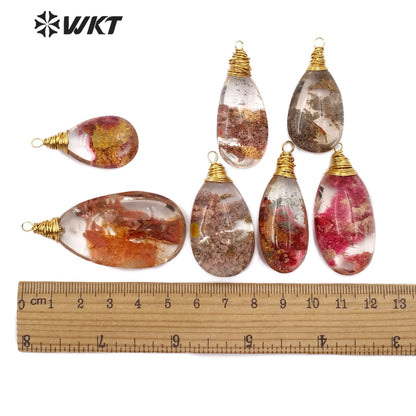 WT-P1454 Natural Crystal Quartz Pendant Egg Shape Stones Brass Wire Capped Pendant Women Necklace Ornaments Jewelry