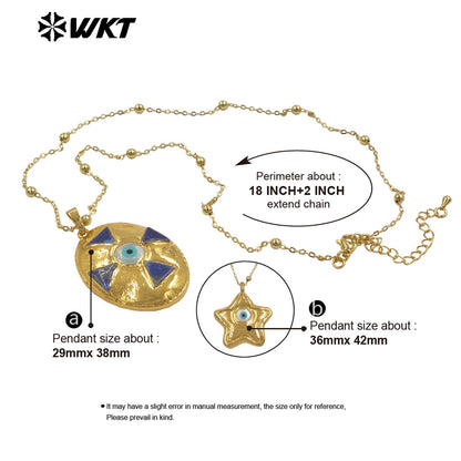 WT-JN356 Wholesale 18K Gold Electroplated Shell Eye Star And Egg Shape Design Pendant Necklace For Fashion Party Jewelry