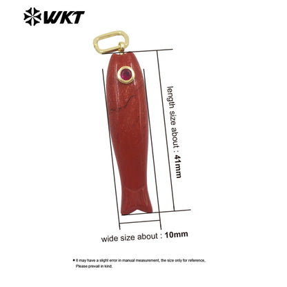 WT-P2114 Interesting Cute Style Natural Gemstones And Zircon Long Fish Shape Charms Pendants For Women Trendy Earrings DIY