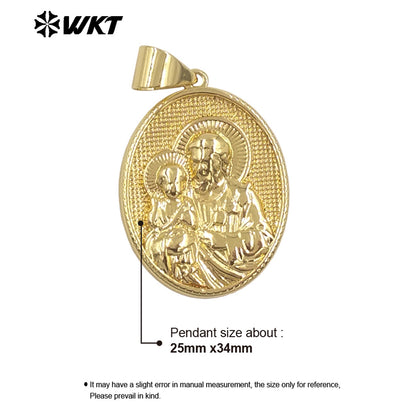 JFE144 18K Gold Plated God Religious Design Pendant Metal Yellow Brass Resist Tarnishable For Jewelry Handmade Wholesale