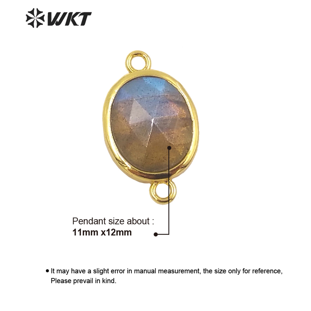 WT-C306 Wholesale Delicate Double Loops Stone Connector Jewelry Findings Chain Faceted Oval Shape Gemstone Charm Pendant