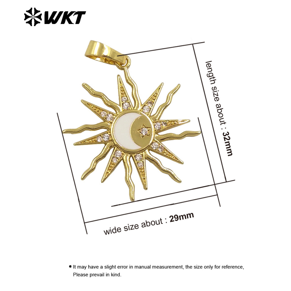 WT-MP307 New Approach Sunshine Style 18K Gold Plated Brass Metal With Zircon Sun and Star Pendants for Necklace Design