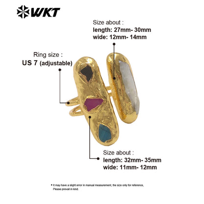 WT-MPR153 Hot Sale Gold Plated Natural Little Agate Stone And Freshwater Pearl Adjustable Rings As Lady Fashion Accessories