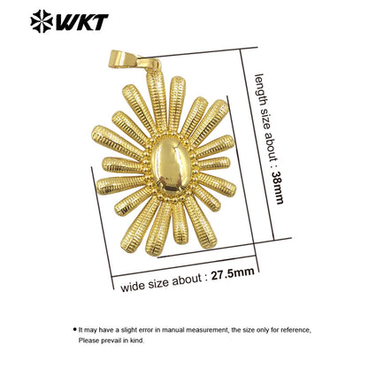 WT-P1995 Latest Vividly Flower Design Yellow Brass Fire Flames Pendant for Necklace or Earring Fine Crafts Accessory Making