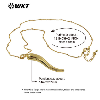 WT-N1480 New Approach Super Hot Long Pepper Horn Necklace With Full Gold Plated Jewelry