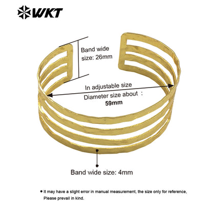 WT-B658 Wholesale Fashion Gold Plated Multi Layer Simple 18K Yellow Brass Metal Resist Tarnishable Big Bangle