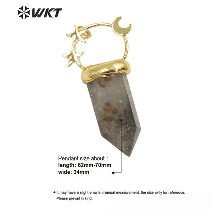WT-P1948 Wholesale Fashion Handmade Carved Natural Healing Quartz Pendant for Lady Necklace Design Pendant