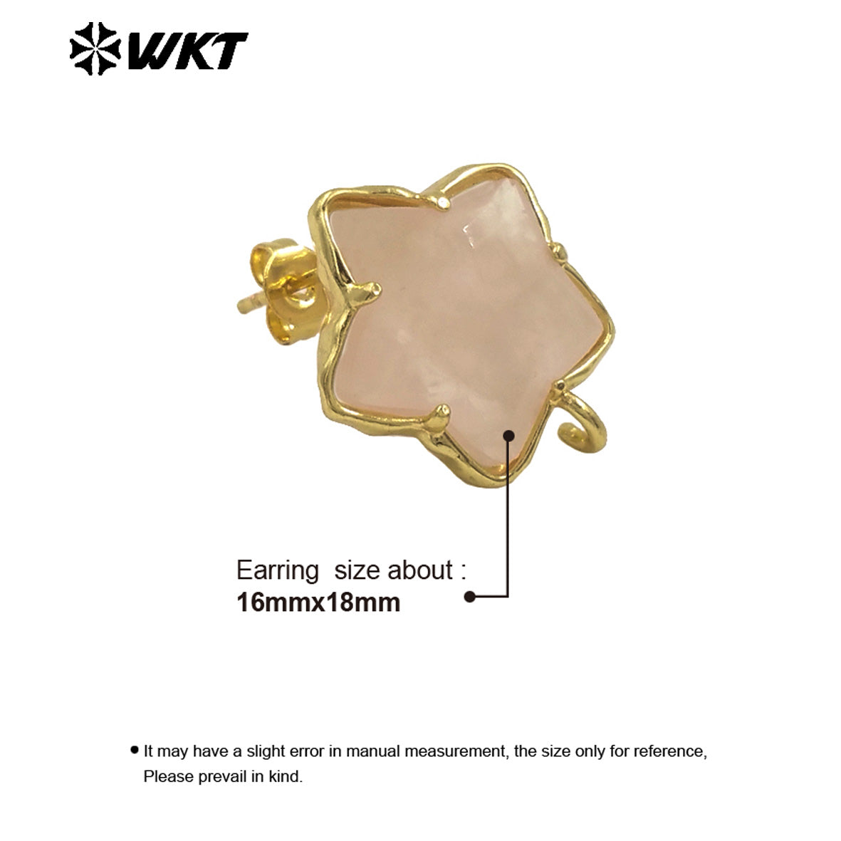 JFE119 Newest Fashion 18K Gold Plated Stone in Prong Setting With One Hoop Star Earring Studs Accessory