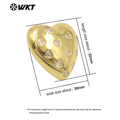WT-ME114 Sweet Girl Heart Shaped Zircon Lovely Earrings Brass Exquisite Crafts for Women As Daily Decorations and Special Gifts