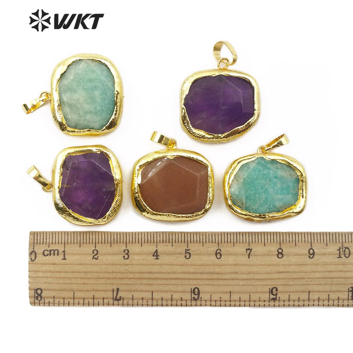 WT-P1468 WKT Jewelry Natural Gemstone Pendant Gold Electroplated Stone Pendant Fashion Charm Necklace Pendant Jewelry