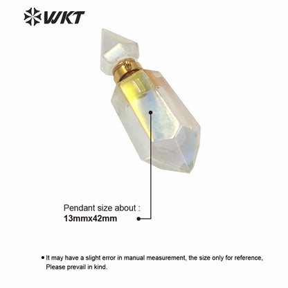 WT-P1591 Amazing Lady Fashion Natural Crystal Quartz Aura Perfume Bottle Pendant As Gift for Friends Essential Oil Pendant