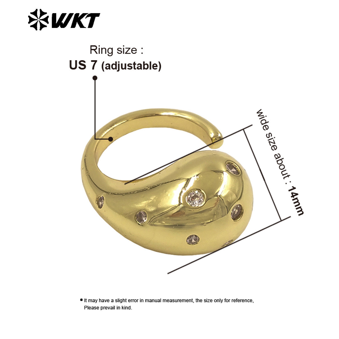 WT-R593 Factory Wholesale Classical Gold Plated Yellow Brass And Zircon Metal Ring As Women Dance Party Wearing Accessory