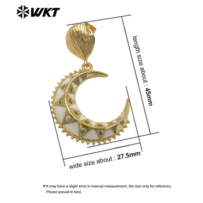 WT-ME117 Vehicle Punk Style Women Unique Rivet Moon Earrings With Zircon Setting