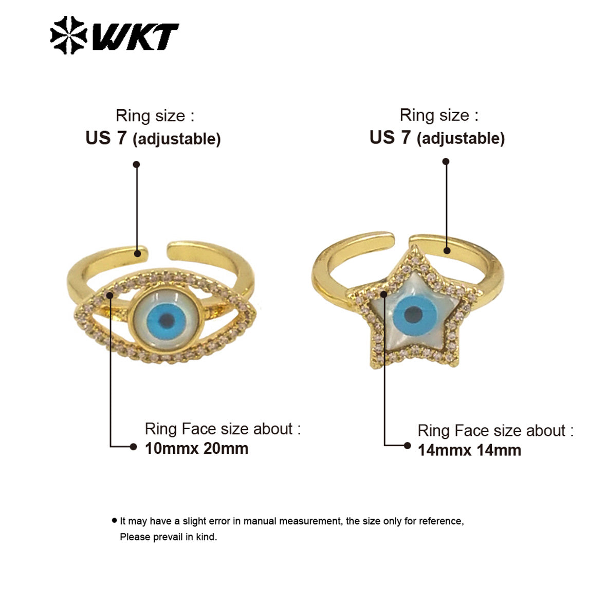 WT-MPR102 Wholesale New Gold Plated Charming Natural Shell Made Lady Lovely Star Eye Ring in Adjustable