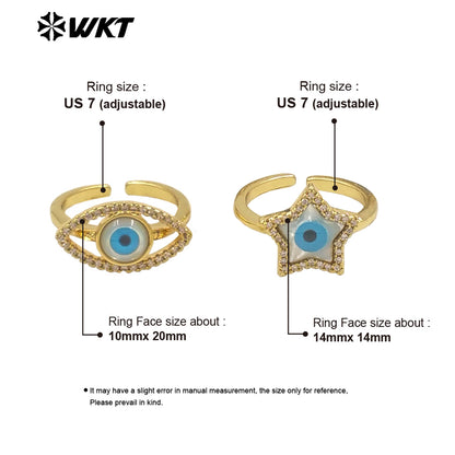 WT-MPR102 Wholesale New Gold Plated Charming Natural Shell Made Lady Lovely Star Eye Ring in Adjustable