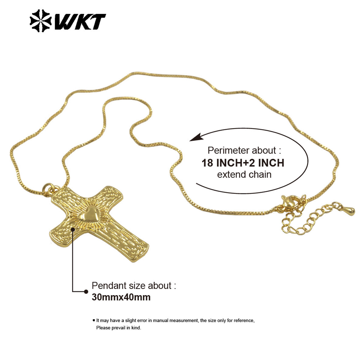 WT-JFN70 Good Quality Thin Chain With Yellow Brass Metal Cross Shape Pendant Necklaces For Friends Fashionable Jewelry Gift