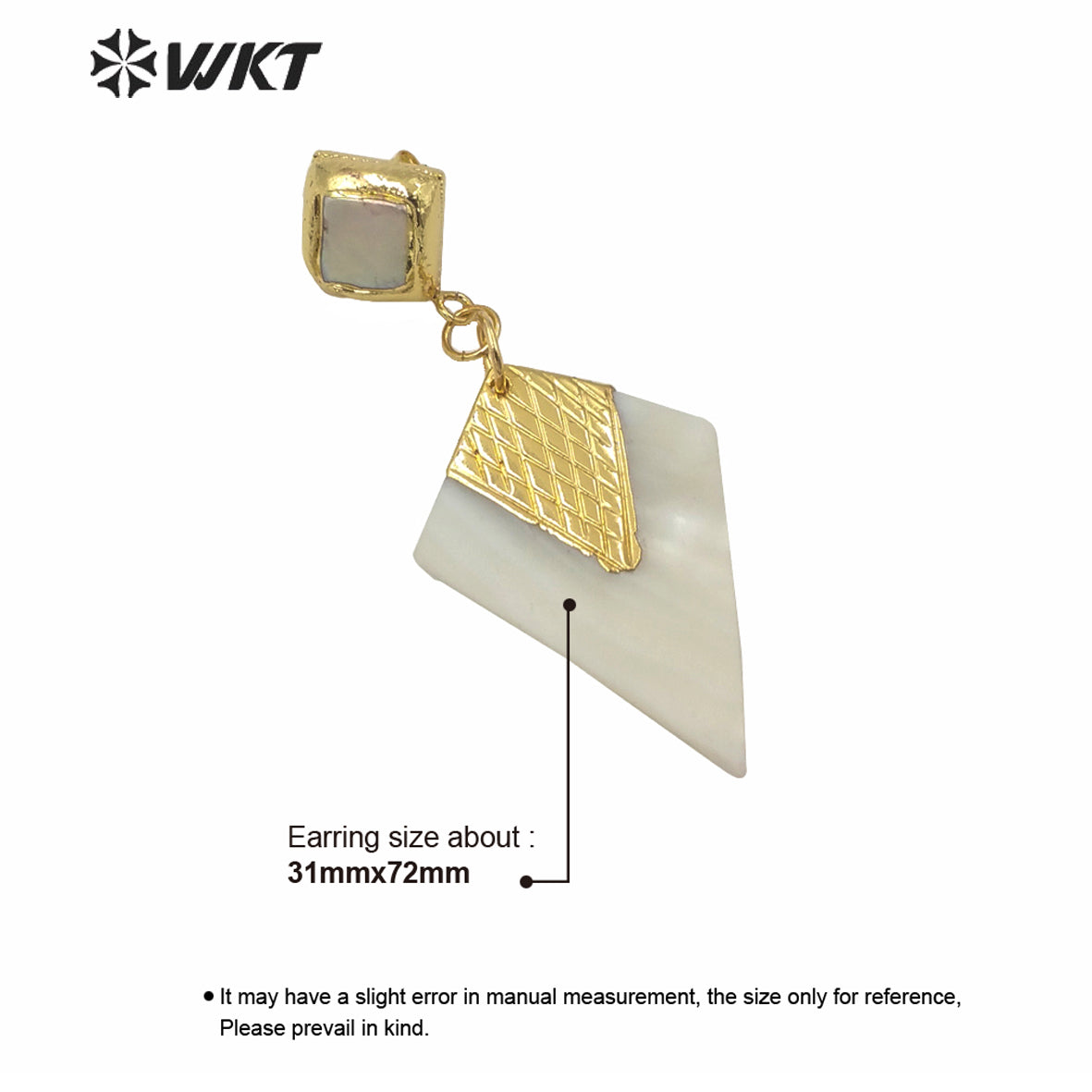 WT-MPE042 Unique Fashion Gold Electroplated Arrowhead White Shell Earrings Women Anniversary Wedding Gift Earrings Studs