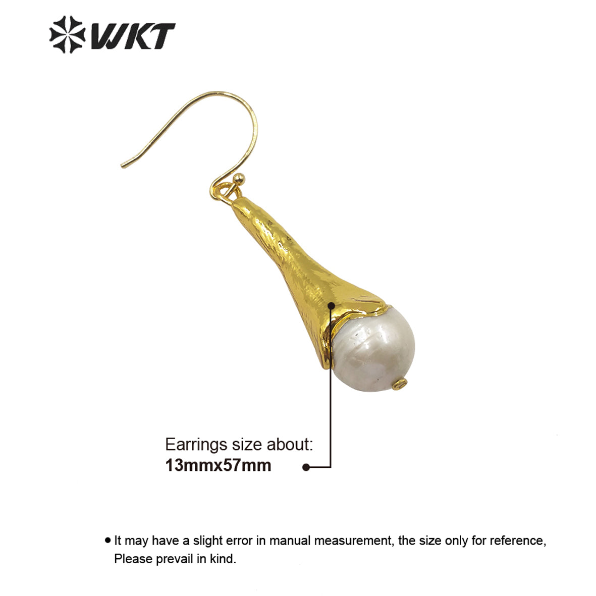 WT-MPE005 Elegant Natural Baroque Pearl Long Earring Gold Plated Fashion Lady Boho Charm Jewelry Baroque Pearl Earring