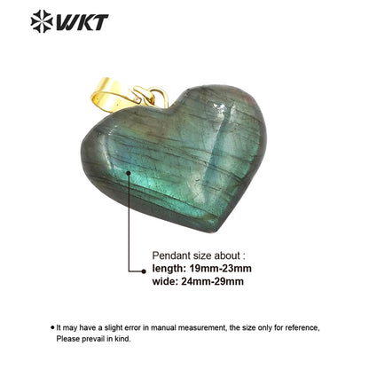 WT-P1506 Elegant Natural Bright Heart Shape Labradorite Pendant Women Fashion Charm Jewelry Labradorite Pendant