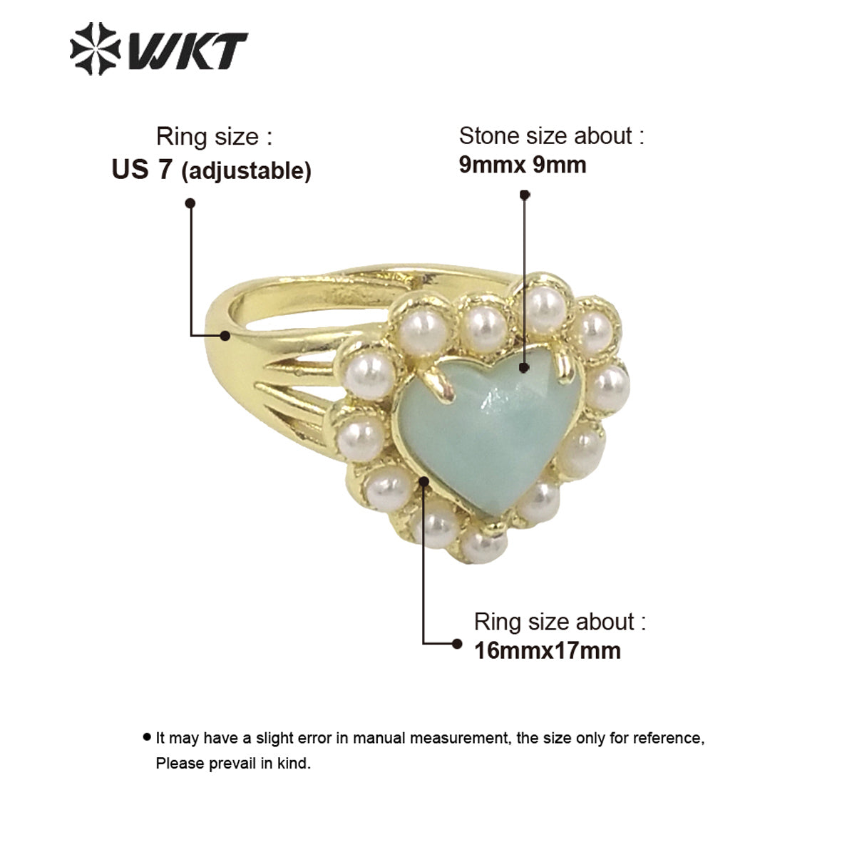 WT-MPR080 Lovely 18K Real Gold Plated Natural Sun Stone With Artificial Decorative Fashion Heart Gemstone Girl Ring