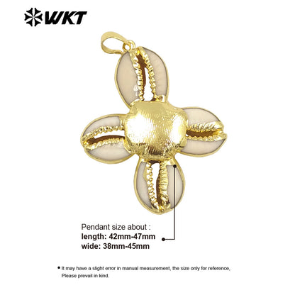 WT-JP387 Wholesale Customization 18K Gold Plated Shell Petal Hollow Shape Pendant Can Be Made Necklace Women Jewelry As Gift