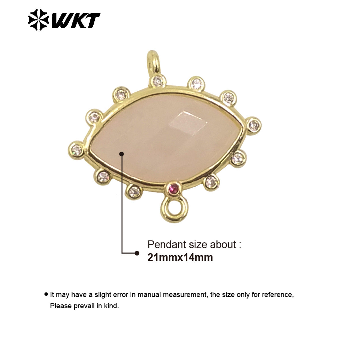 WT-C328 Wholesale Fashion Gold Bezel Setting Small Delicate Horse Eye Shape Double Loops Necklace Connectors