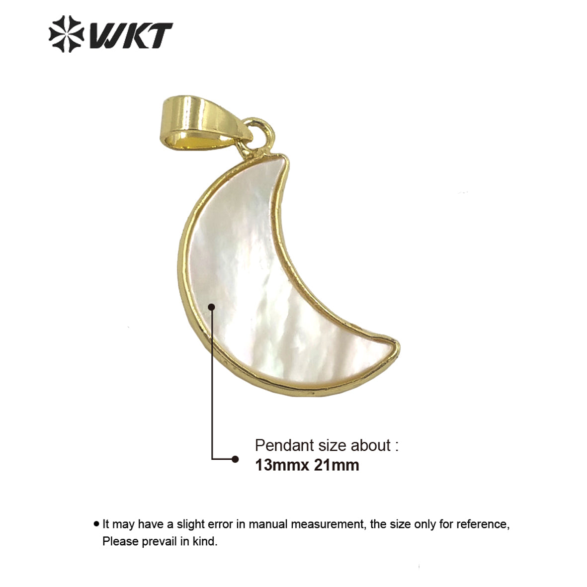 WT-JP319 Super Hot Natural Mother of Pearl White Shell Moon Pendants With Gold Bezel Lovely Tiny Crescent Jewelry Finding