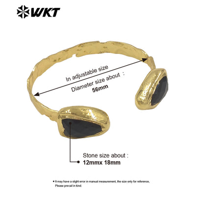 WT-B713 Fashion Popular Design 18K Gold Electroplated Natural Gemstones Heart Shape Bangles For Women Sweet Style Jewelry
