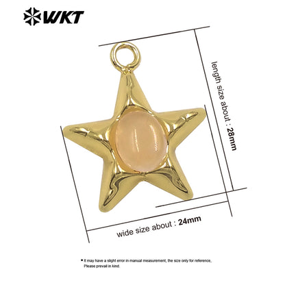 WT-P2133 Wonderful Design Gold Electroplated Natural Gemstones Star Shape Tiny Pendants For Friend Jewelry Gift DIY Making