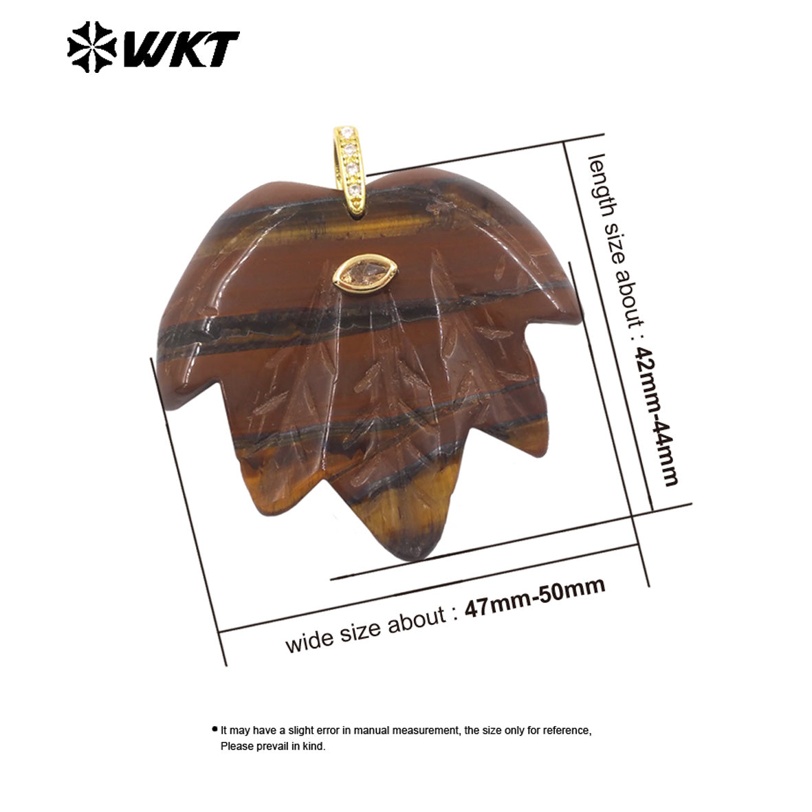 WT-P2136 Delicate Fashion Zircon And Natural Gemstones Carved Leaf Shape Gold Pendants For Lady Handmade Necklace Design