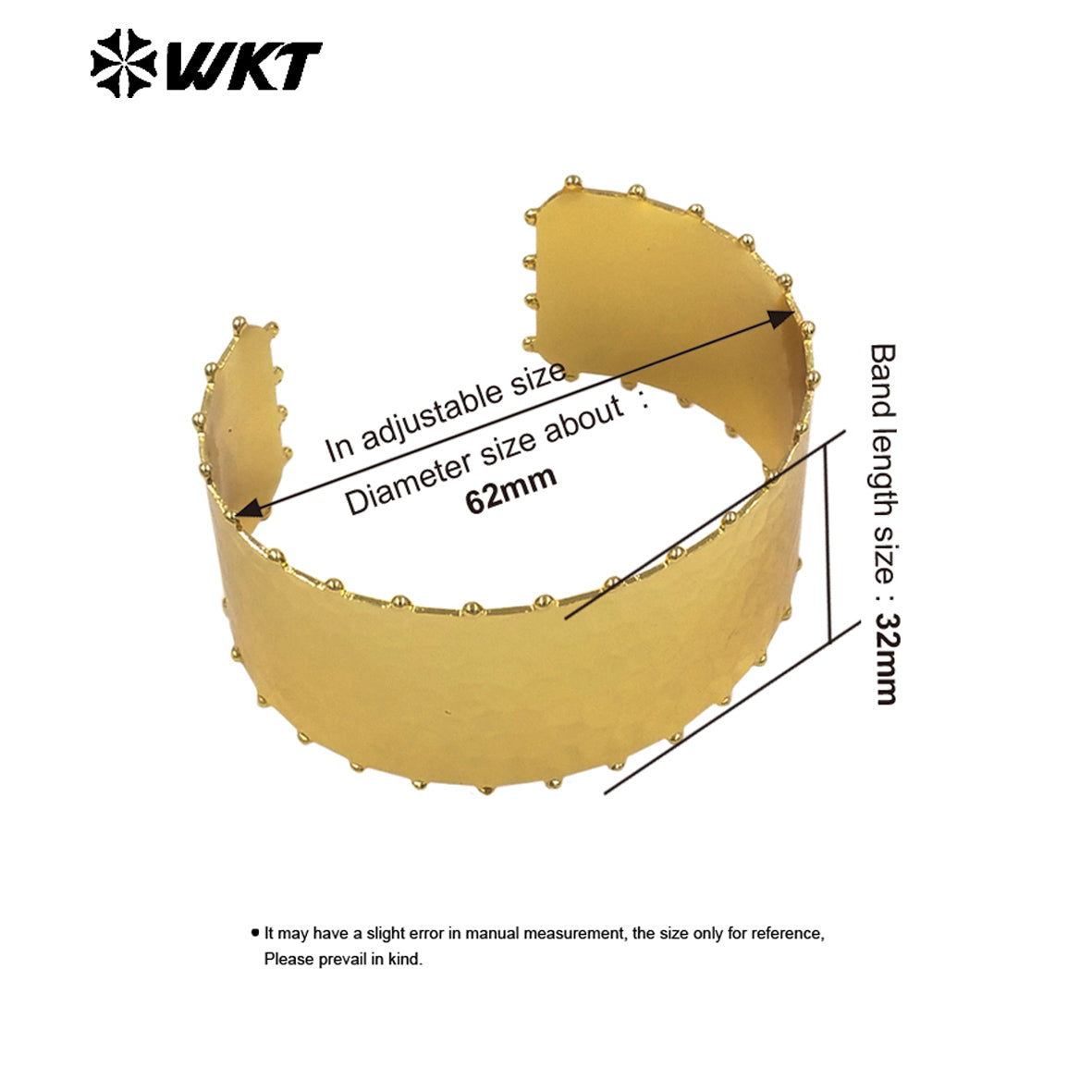 WT-JF382 Wholesale Simple Style 18K Gold Electroplated Round Beads And Hollow Holes Yellow Brass Bangle As Women Daily Jewelry