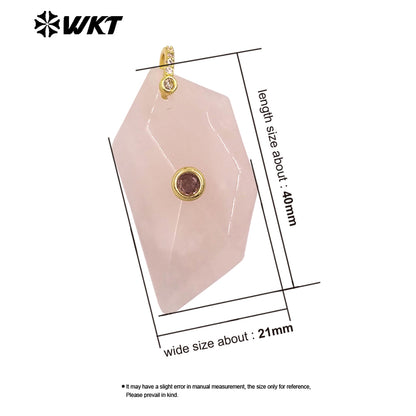 WT-P2145 Factory Wholesale Natural Gemstones Setting In Zircon Geometric Shape Gold Pendants For Women Earrings Handmade