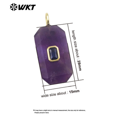 WT-P2084 Unique Colorful Zircon And Natural Gemstone Faceted Geometric Gold Pendants As Necklace Jewelry Design Accessory