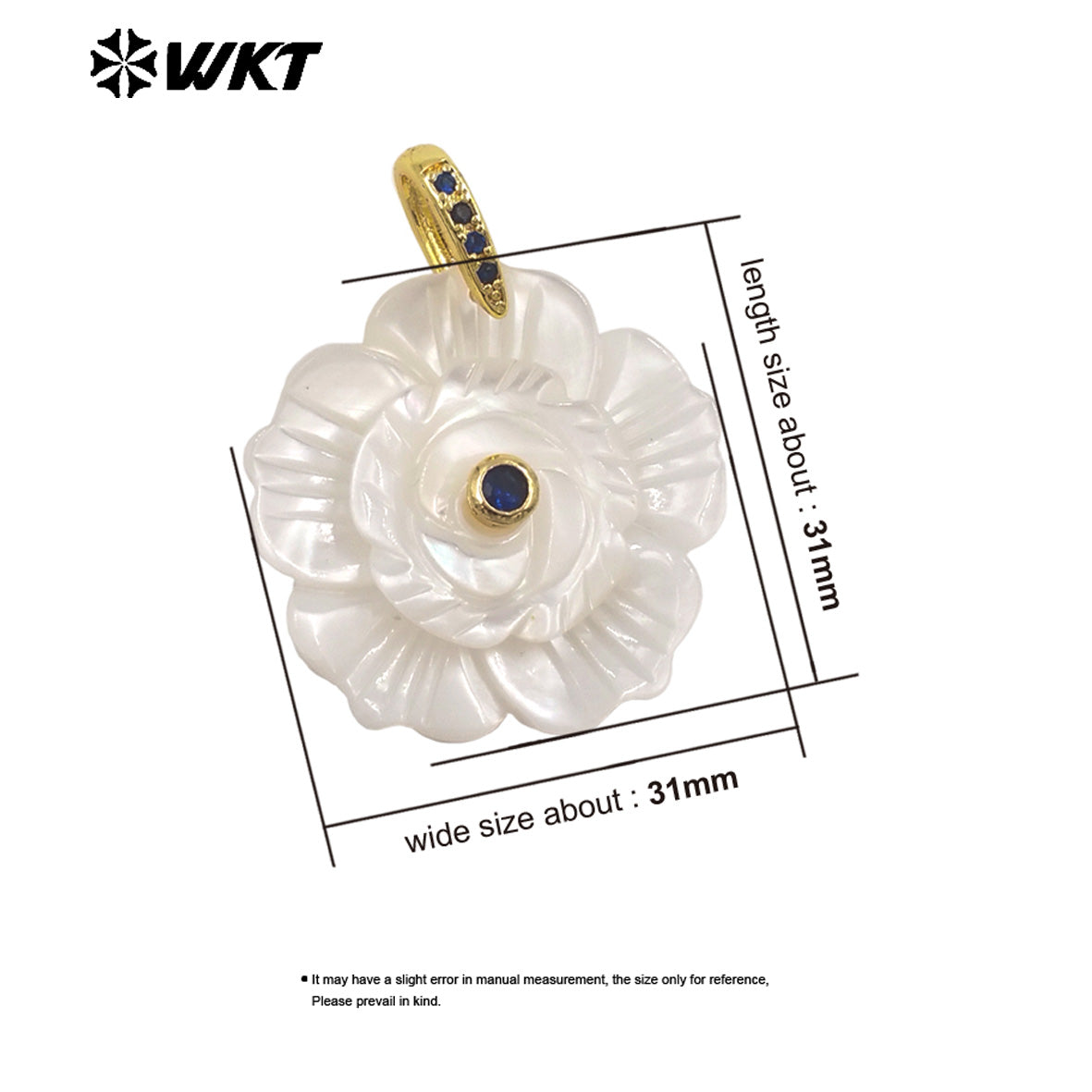 WT-JP476 Exquisite Elegant Design White Shell And Zircon Hand Carved Flower Shape Little Pendants As Lady Earrings DIY Findings