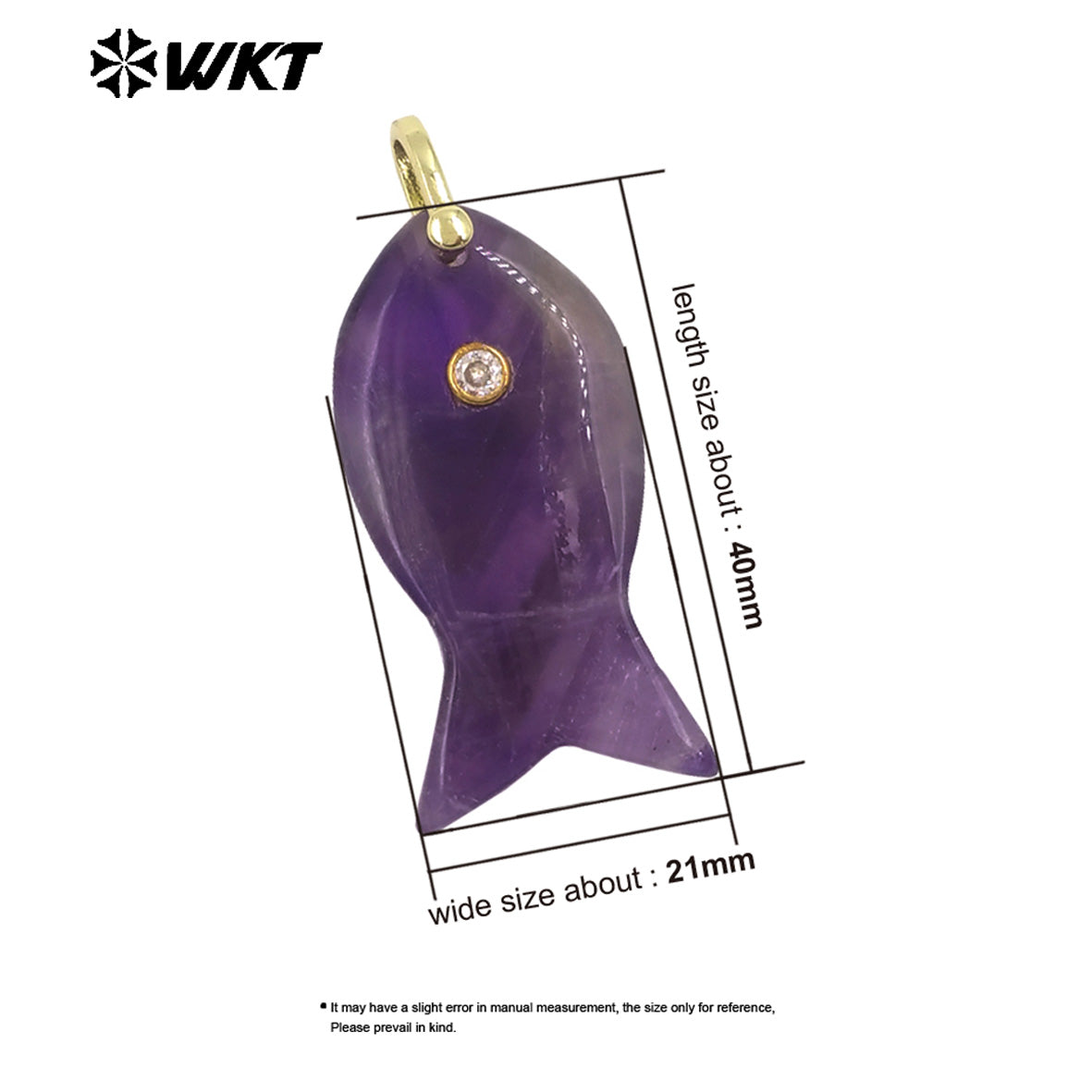 WT-P2088 Popular Interesting Style Zircon And Natural Gemstones Fish Shape Gold Pendant As Female Jewelry DIY Accessories