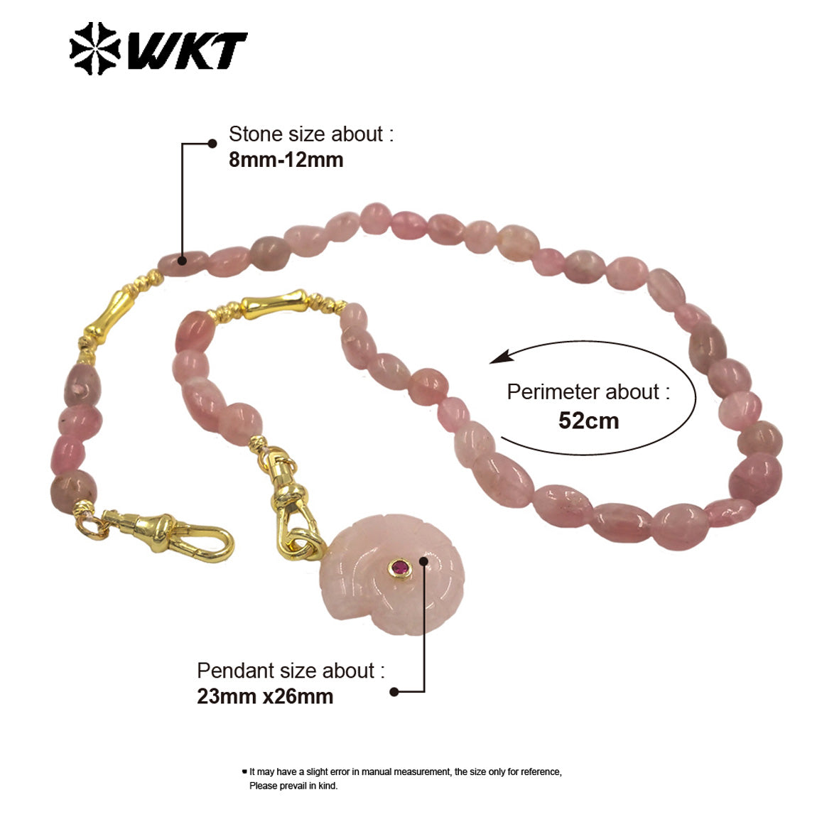 WT-N1520 Boutique Stone Beads Splicing Brass Chain With Natural Gemstones Carved Trumpet Pendant Necklaces For Friend Gift