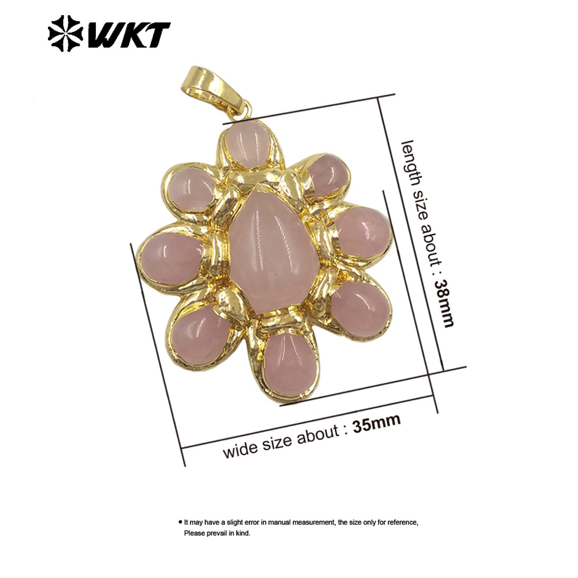 WT-P2085 Exclusive Charms Back Full Gold Plated Various Natural Gemstones Flower Big Pendants For Elegant Necklace Making