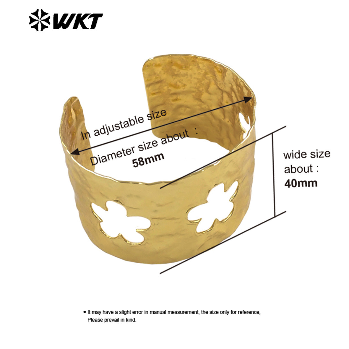 WT-JF381 Trendy Design 18K Gold Plated Yellow Brass Hollow Flower Heart Shape Bangle For Women Romantic Jewelry Accessory